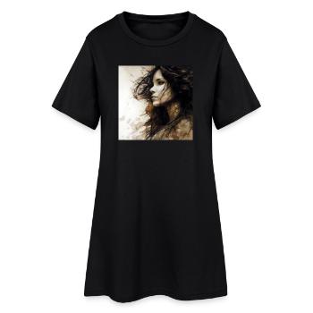Portrait femme 01 - Robe T-shirt Femme - noir - Devant