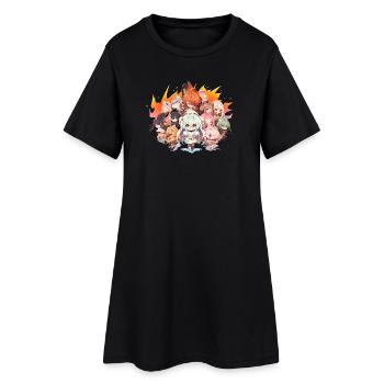 Manga Hero Girls Tolle Kreaturen Comic Fantasie - Frauen T-Shirt-Kleid - Schwarz - Vorne