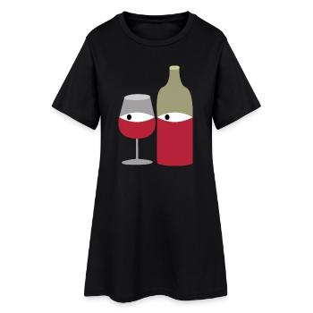Vin rouge - Robe T-shirt Femme - noir - Devant