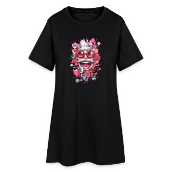 Lustiger Onkel Sonnenbrille Farben Shirt - Frauen T-Shirt-Kleid - Schwarz - Vorne