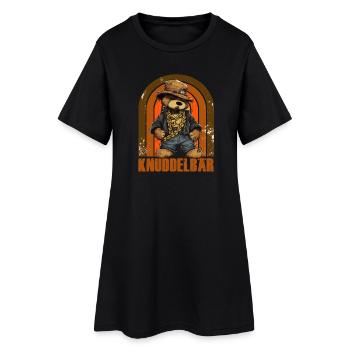KNUDDELBAR Bär Gangster - Frauen T-Shirt-Kleid - Schwarz - Vorne