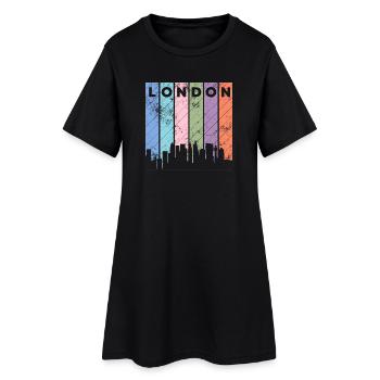 London - Frauen T-Shirt-Kleid - Schwarz - Vorne