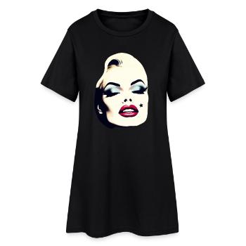 Portrait inspiré du Pop Art sur les vêtements - Robe T-shirt Femme - noir - Devant