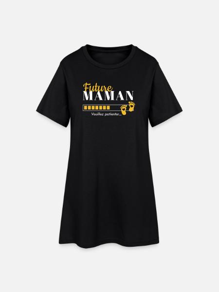 Future Maman, veuillez patienter - Robe T-shirt Femme - noir