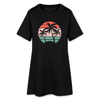 Palmiers - Robe T-shirt Femme - noir - Devant