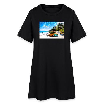 Surf Leidenschaft - Frauen T-Shirt-Kleid - Schwarz - Vorne