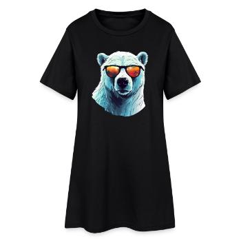Cool polar bear with sunglasses - Women’s T-Shirt Dress - black - Front