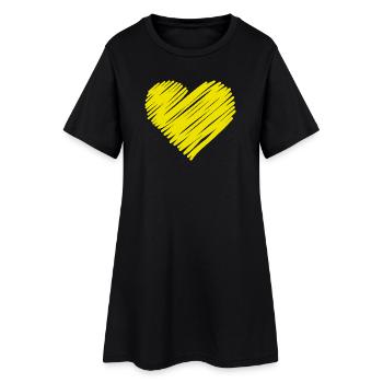 Croquis de cœur néon - Robe T-shirt Femme - noir - Devant