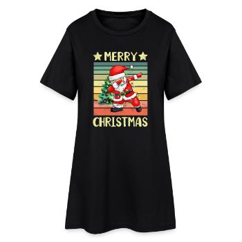 Dabbing Santa Claus Weihnachtsmann - Frauen T-Shirt-Kleid - Schwarz - Vorne