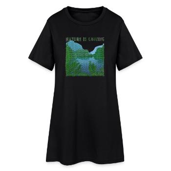 La nature appelle l’effet de jute de paysage fluvial - Robe T-shirt Femme - noir - Devant