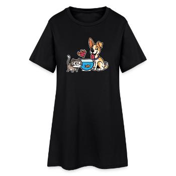 Animaux de compagnie Goldfish Aquarium Chien Chat Pet - Robe T-shirt Femme - noir - Devant