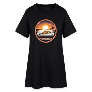Alligator auf Sofa - Frauen T-Shirt-Kleid - Schwarz - Vorne