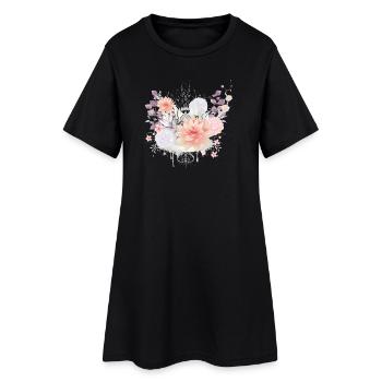 Composition des nénuphars et des fleurs d’hortensias - Robe T-shirt Femme - noir - Devant