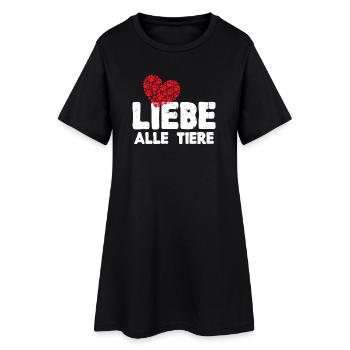 Ich Liebe Tiere Herz Statement Haustiere - Frauen T-Shirt-Kleid - Schwarz - Vorne