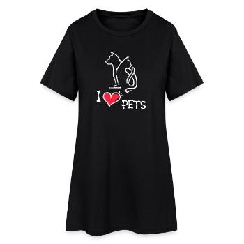 Chat J’aime les animaux de compagnie Chien Déclaration Animaux - Robe T-shirt Femme - noir - Devant
