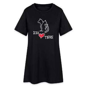 Katze Hund Statement Ich Liebe Haustiere Herz - Frauen T-Shirt-Kleid - Schwarz - Vorne