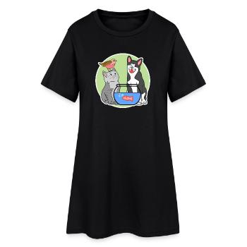 Aquarium, Poisson, Chien, Chat, Animaux de compagnie, Animaux domestiques, Animaux de compagnie, - Robe T-shirt Femme - noir - Devant