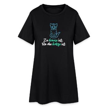 Haustiere Katze Statement Lieblingstier Heimtier - Frauen T-Shirt-Kleid - Schwarz - Vorne