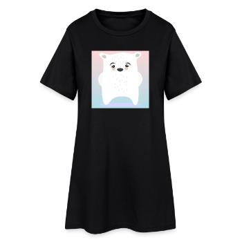 Mignon ours polaire ANIMAUX D’HIVER - Robe T-shirt Femme - noir - Devant