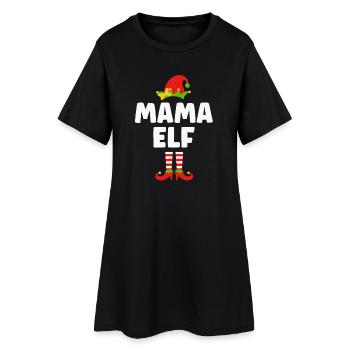 Noël Drôle Maman Elfe - Robe T-shirt Femme - noir - Devant