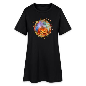 Citrouille d’Halloween dans l’ambiance automnale avec les étoiles - Robe T-shirt Femme - noir - Devant