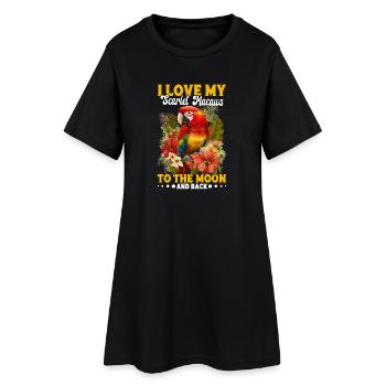 Ich liebe meine Scharlachroten Aras - Frauen T-Shirt-Kleid - Schwarz - Vorne