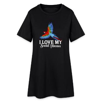Ich liebe meinen Scarlet Macaws - Frauen T-Shirt-Kleid - Schwarz - Vorne