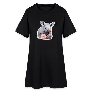Petite chemise rose à fleurs Baby Rhino - Robe T-shirt Femme - noir - Devant