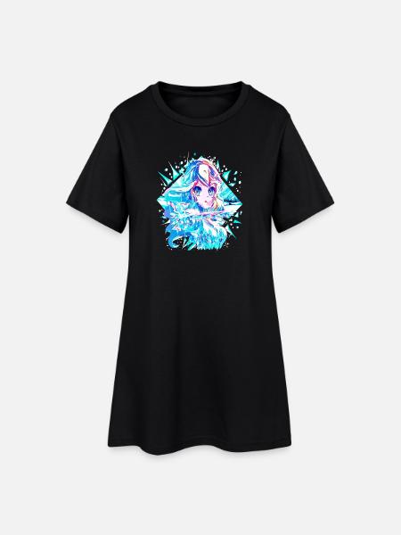 Anime Reine des neiges Princesse des glaces - Robe T-shirt Femme - noir