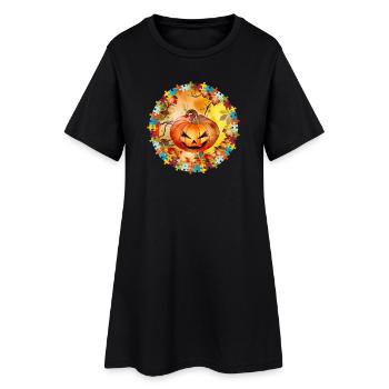 drôle de citrouille d’Halloween dans une ambiance automnale - Robe T-shirt Femme - noir - Devant