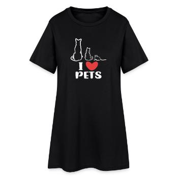 J’aime les animaux de compagnie Chien Cat Rat Déclaration - Robe T-shirt Femme - noir - Devant