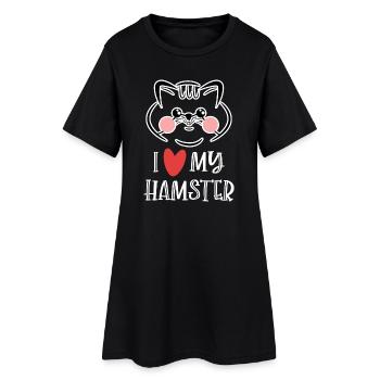 Hamster Haustiere Statement Herz Lieblingstier - Frauen T-Shirt-Kleid - Schwarz - Vorne