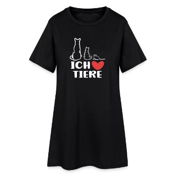 Ich Liebe Tiere Katze Statement Haustiere Hund - Frauen T-Shirt-Kleid - Schwarz - Vorne