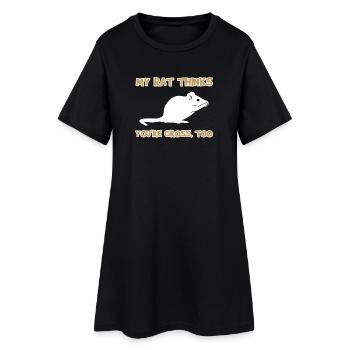 Ratte Statement Haustiere Schoßtier Tiere Heimtier - Frauen T-Shirt-Kleid - Schwarz - Vorne