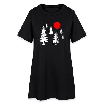 Soleil rouge sur pin blanc Silhouettes - Robe T-shirt Femme - noir - Devant