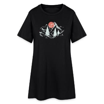 Crimson Sun over Alpine Pines - Women’s T-Shirt Dress - black - Front