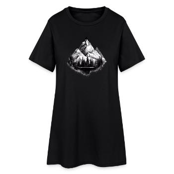 Illustration de paysage de montagne en noir et blanc - Robe T-shirt Femme - noir - Devant