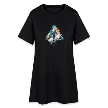 Alpiniste géométrique de style polygone - Robe T-shirt Femme - noir - Devant