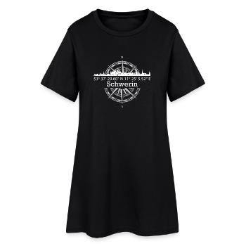 Koordinaten Schwerin - Frauen T-Shirt-Kleid - Schwarz - Vorne
