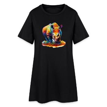 Nashorn - Frauen T-Shirt-Kleid - Schwarz - Vorne