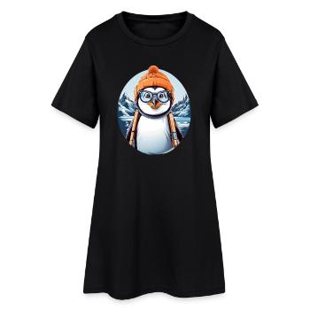 Süßer Pinguin - Frauen T-Shirt-Kleid - Schwarz - Vorne