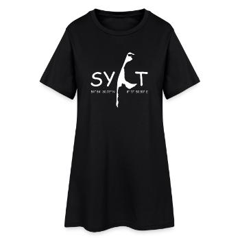 Sylt Koordinaten - Frauen T-Shirt-Kleid - Schwarz - Vorne