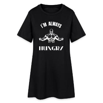 Ich bin immer hungrig – Muskelstatue - Frauen T-Shirt-Kleid - Schwarz - Vorne