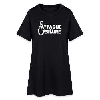 Clan Silure Wear - Design Attaque Silure blanc - Robe T-shirt Femme - noir - Devant