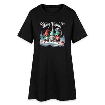 FROHE WEIHNACHTEN - Frauen T-Shirt-Kleid - Schwarz - Vorne