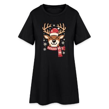 Winter Reindeer Cheer - Women’s T-Shirt Dress - black - Front
