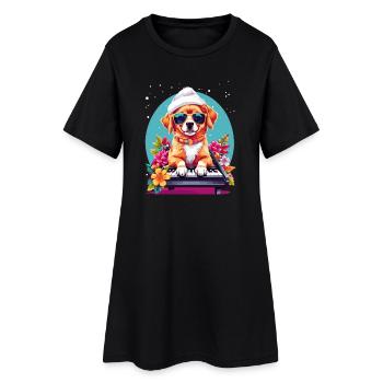 Dog with Piano - Women’s T-Shirt Dress - black - Front