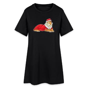 Chapeau de Père Noël tigre - Robe T-shirt Femme - noir - Devant