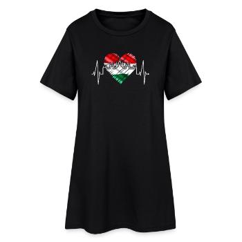 Budapest Skyline Herzschlag Ungarn Herz Budapester - Frauen T-Shirt-Kleid - Schwarz - Vorne