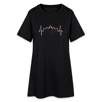 Budapest Skyline Herzschlag Ungarn Herz Budapester - Frauen T-Shirt-Kleid - Schwarz - Vorne